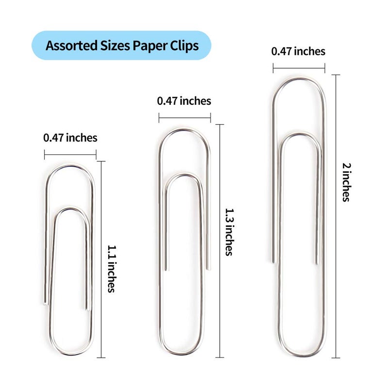 ALAGO Paper Clips, 700 pcs Paper Clips Assorted Sizes, Large, Medium, Small #1 Metal Paperclips, 2 Inch Jumbo/Mini Silver Paper Clip for Paperwork, Home, School and Office Supplies - Image 3